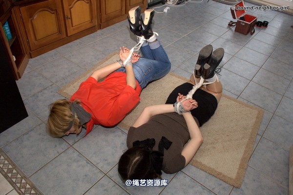 bound-neighbor-girl - Guest Celine and guest Romy - Hogtied on the floor 第 35 张图片