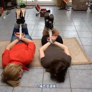 bound-neighbor-girl - Guest Celine and guest Romy - Hogtied on the floor 相册封面，共 42 张图片